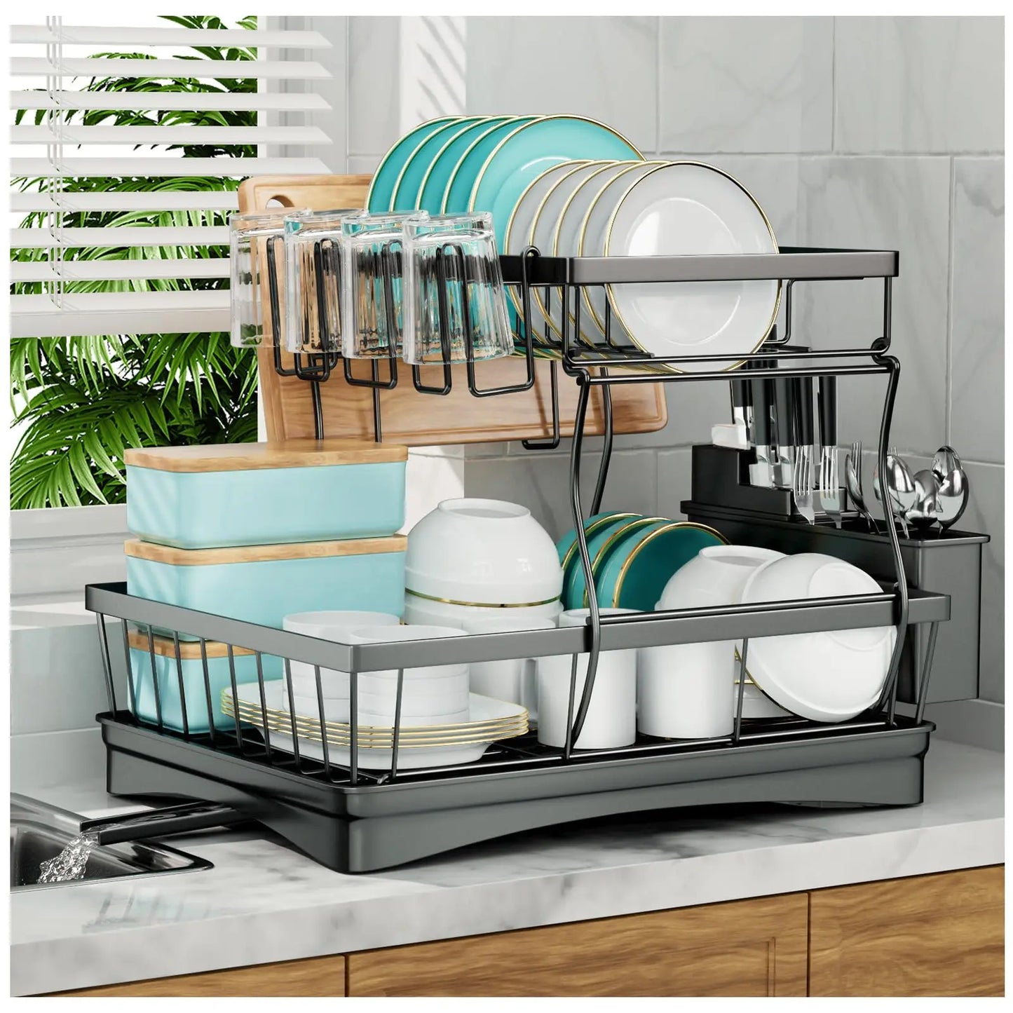Heavy-Duty 2-Tier Kitchen Dish Rack