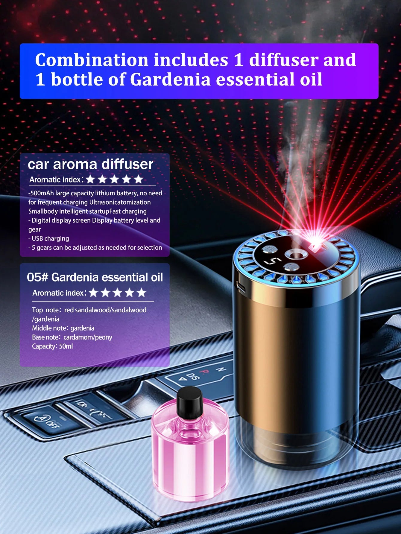 Smart Starlight Lamp & Car Essential Oil Diffuser
