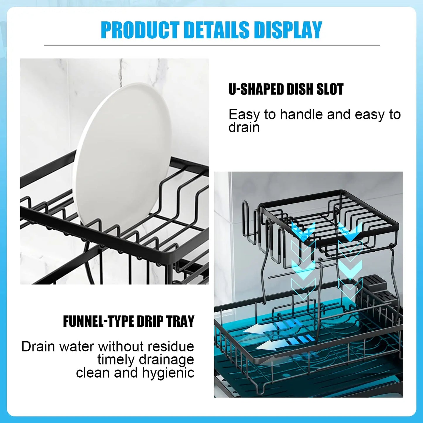 Heavy-Duty 2-Tier Kitchen Dish Rack