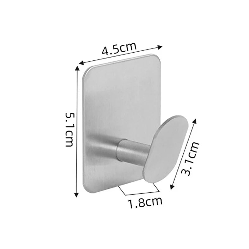 Stainless Steel Adhesive Wall Hooks (1–4 PCS)
