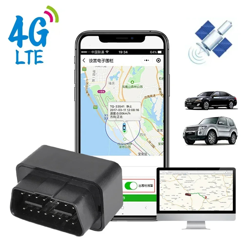 GPS Tracker OBD 2G/4G Car Anti-Theft Device with Geofence & Free App