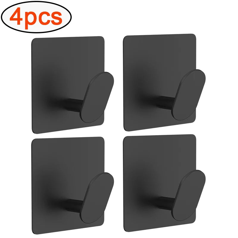 Stainless Steel Adhesive Wall Hooks (1–4 PCS)