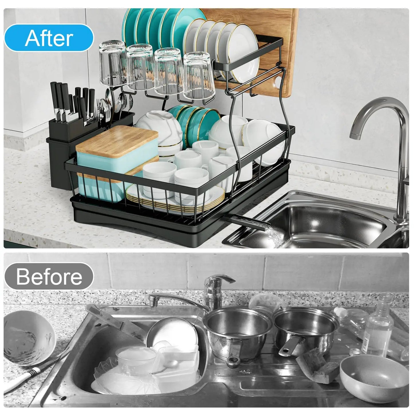 Heavy-Duty 2-Tier Kitchen Dish Rack