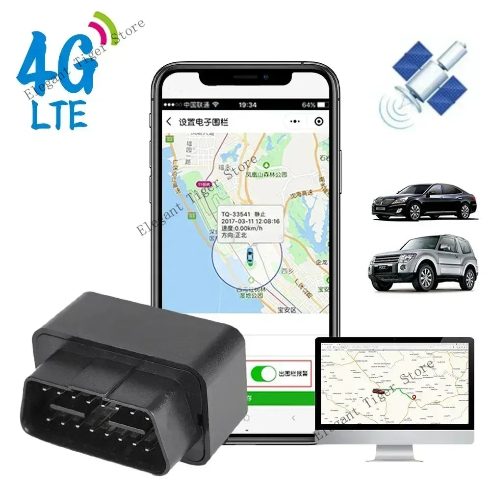 GPS Tracker OBD 2G/4G Car Anti-Theft Device with Geofence & Free App