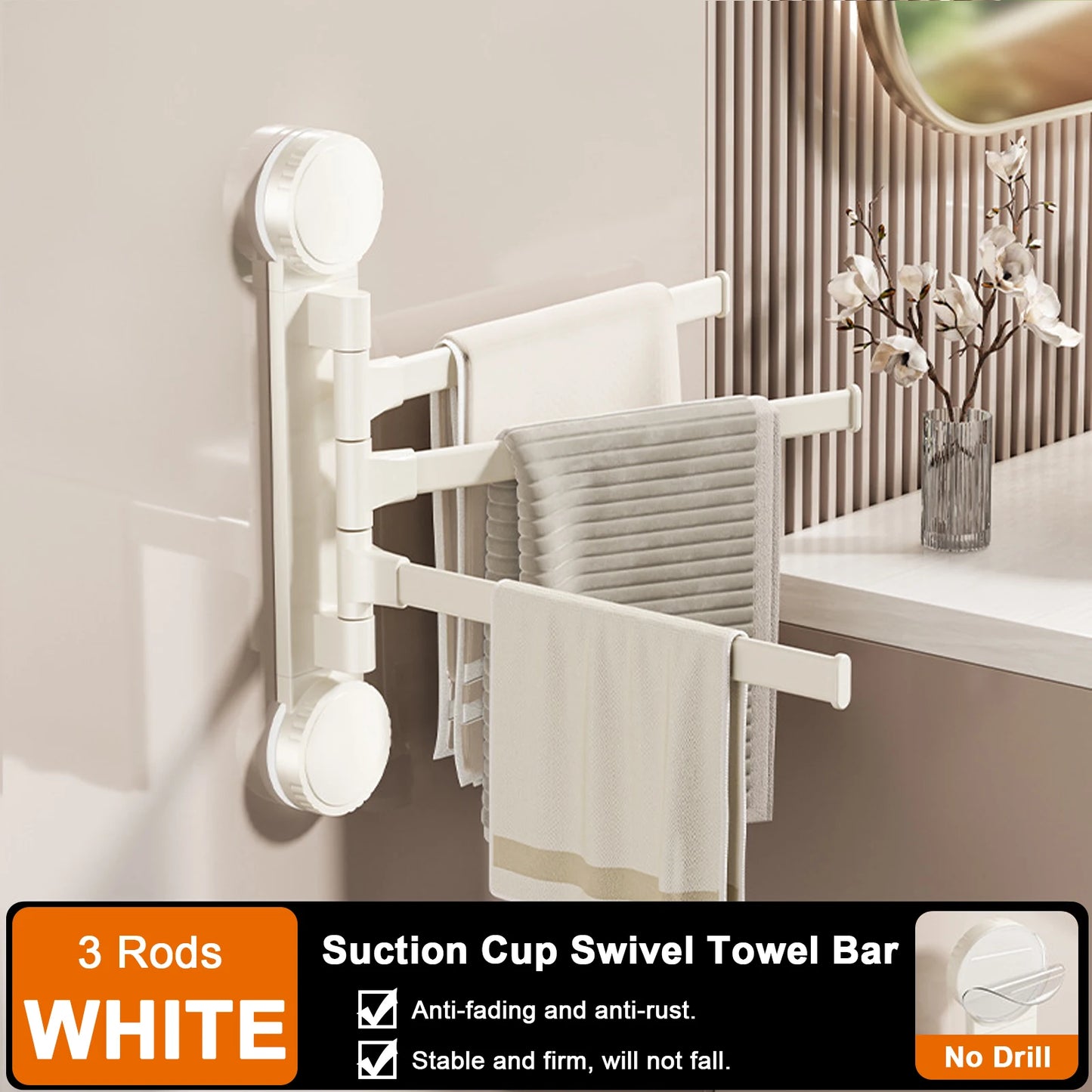 Adjustable Aluminum Suction Towel Rack