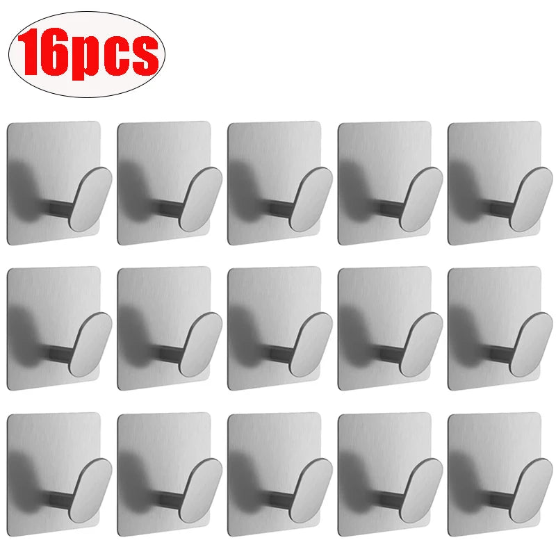 Stainless Steel Adhesive Wall Hooks (1–4 PCS)