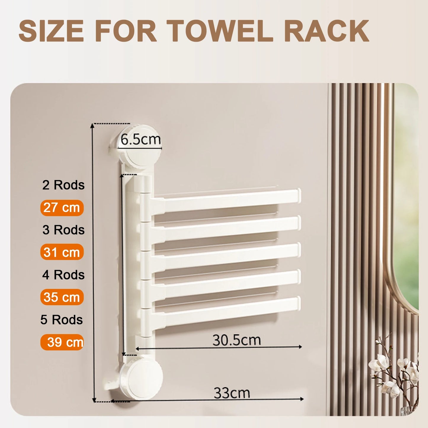 Adjustable Aluminum Suction Towel Rack