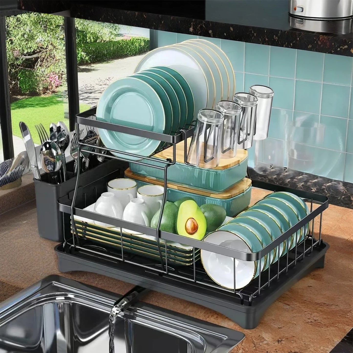 Heavy-Duty 2-Tier Kitchen Dish Rack