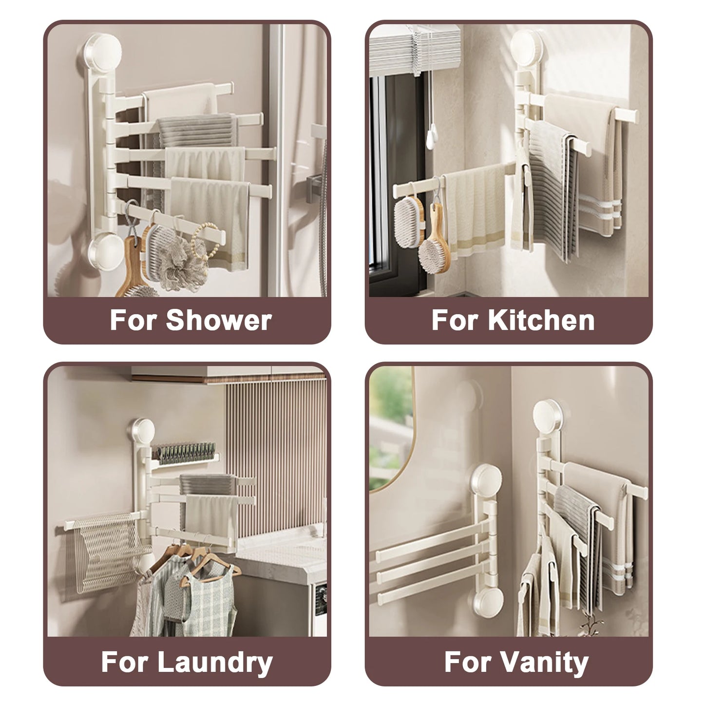 Adjustable Aluminum Suction Towel Rack