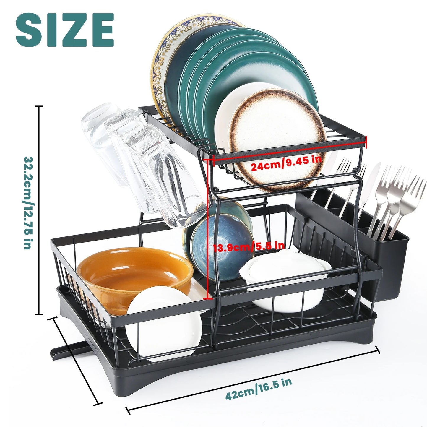 Heavy-Duty 2-Tier Kitchen Dish Rack