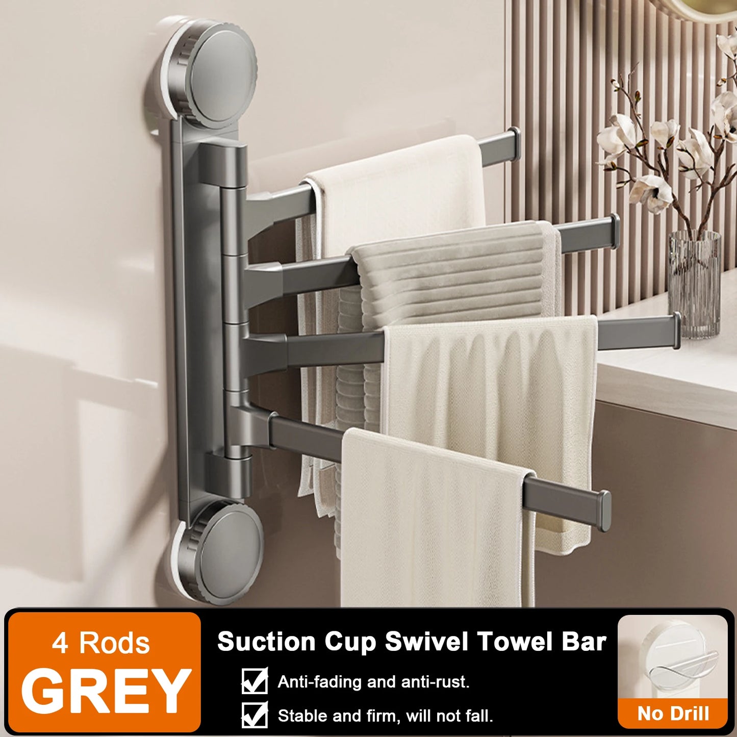 Adjustable Aluminum Suction Towel Rack