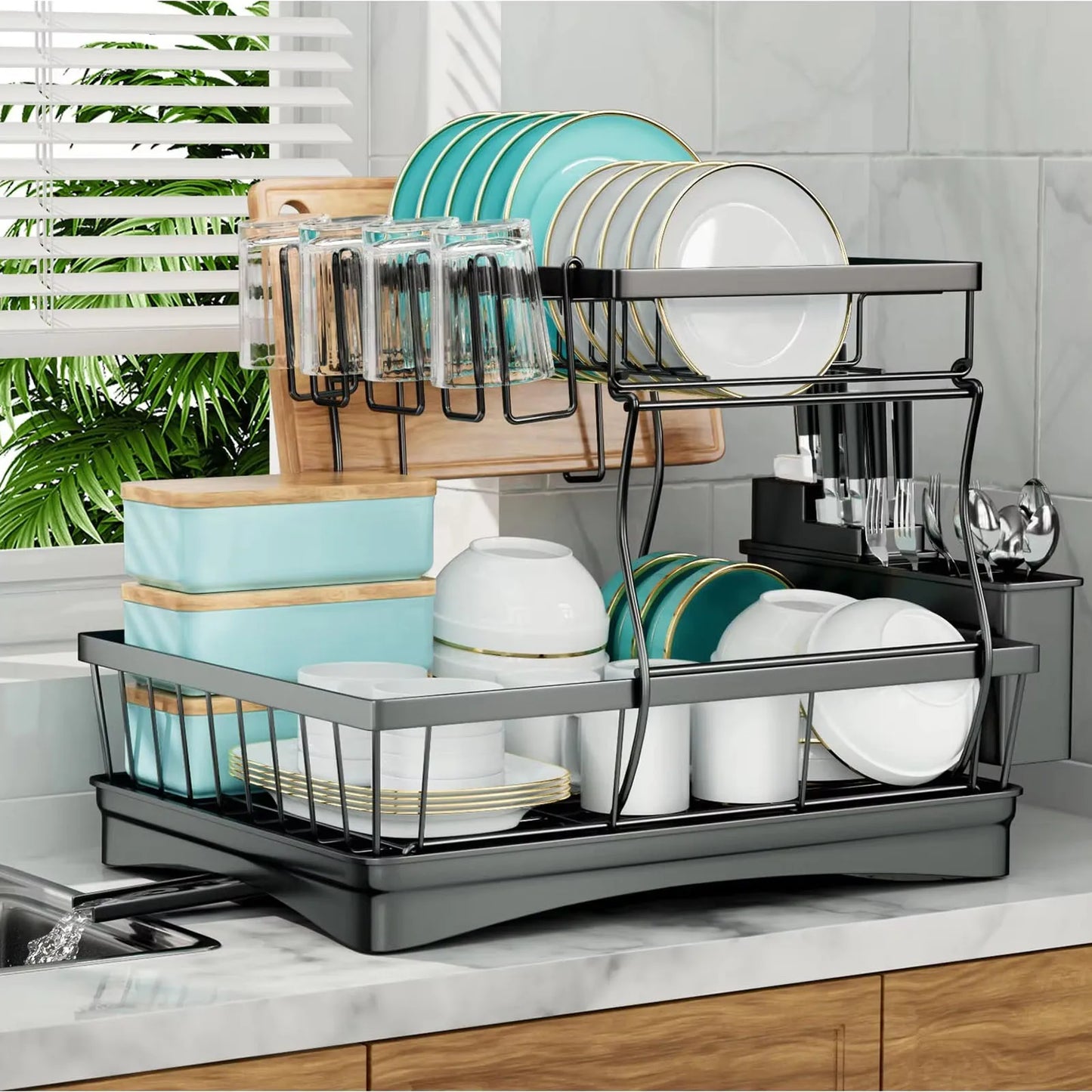 Heavy-Duty 2-Tier Kitchen Dish Rack