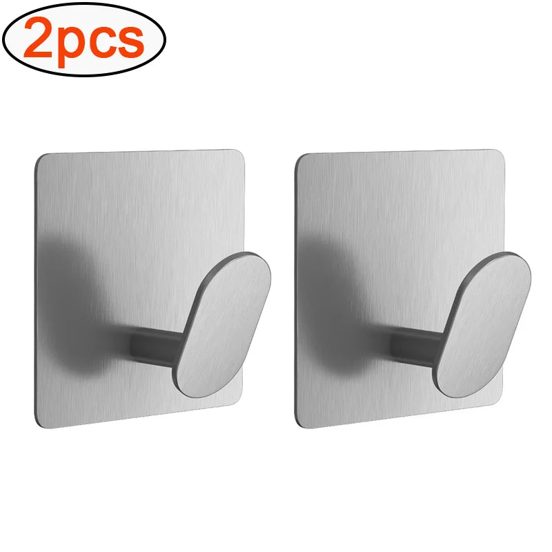 Stainless Steel Adhesive Wall Hooks (1–4 PCS)