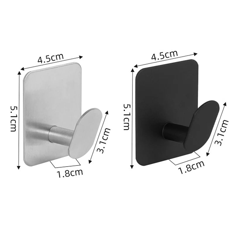 Stainless Steel Adhesive Wall Hooks (1–4 PCS)