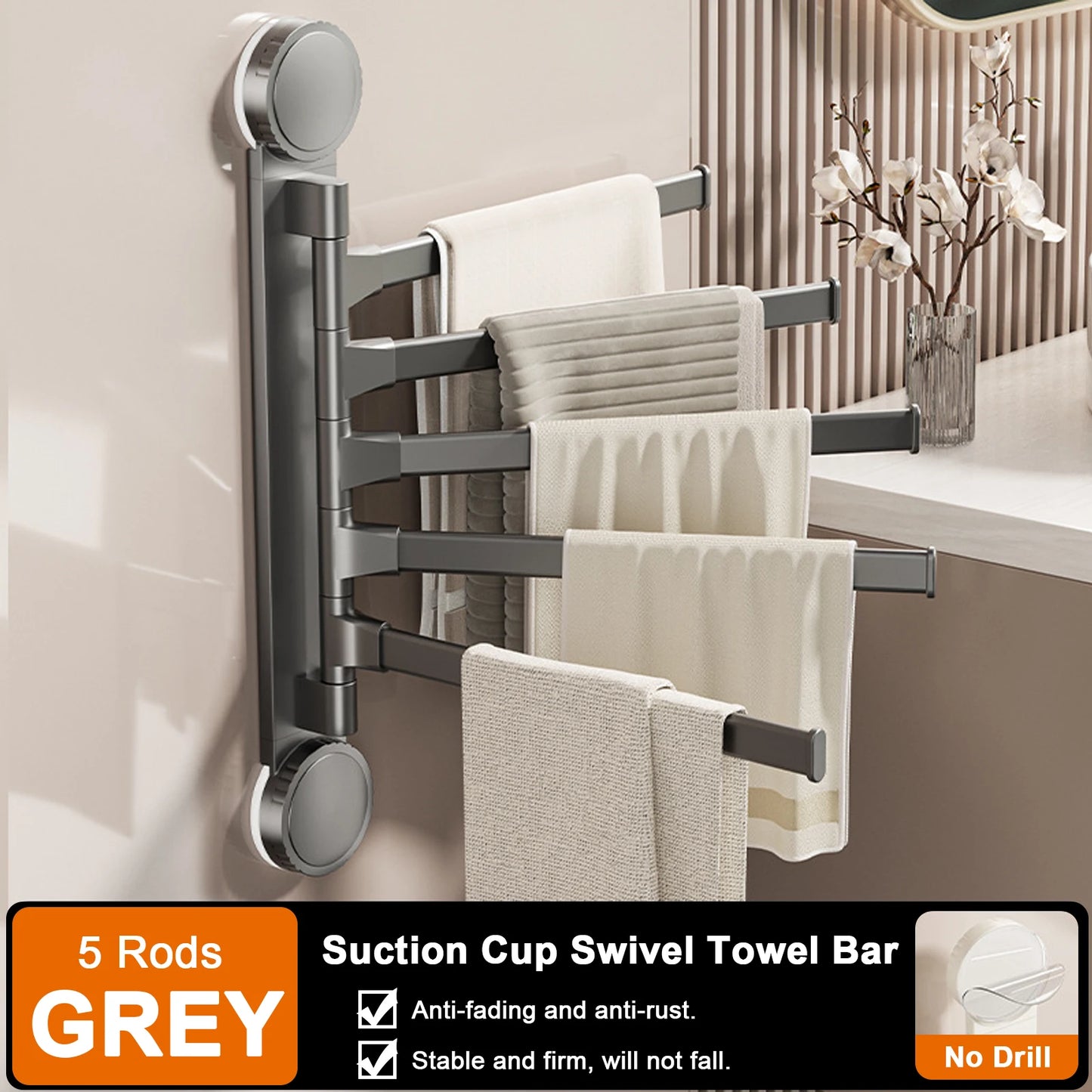 Adjustable Aluminum Suction Towel Rack