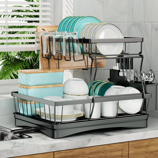 Heavy-Duty 2-Tier Kitchen Dish Rack
