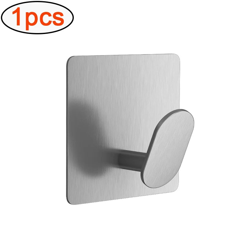 Stainless Steel Adhesive Wall Hooks (1–4 PCS)