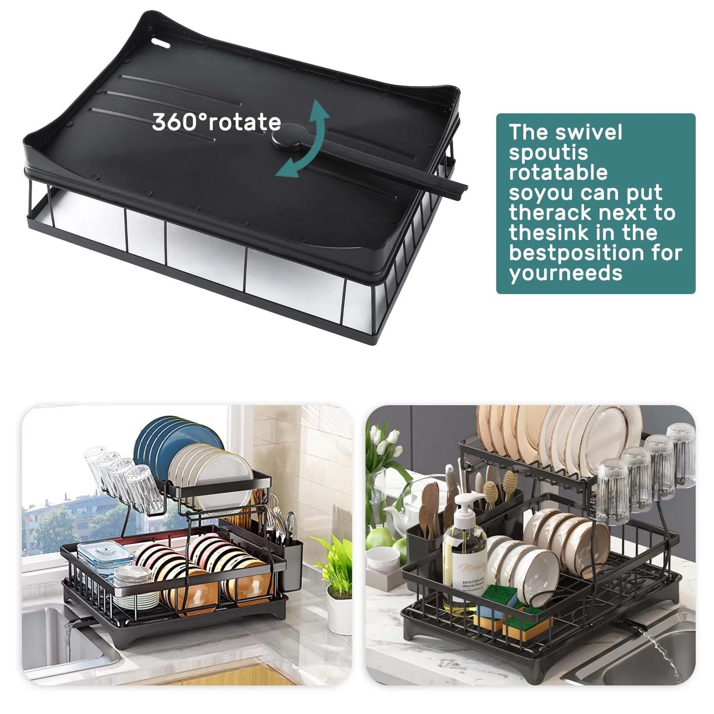 Heavy-Duty 2-Tier Kitchen Dish Rack