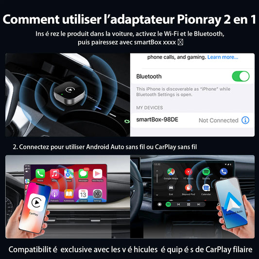 Pionray Wireless CarPlay & Android Auto Adapter